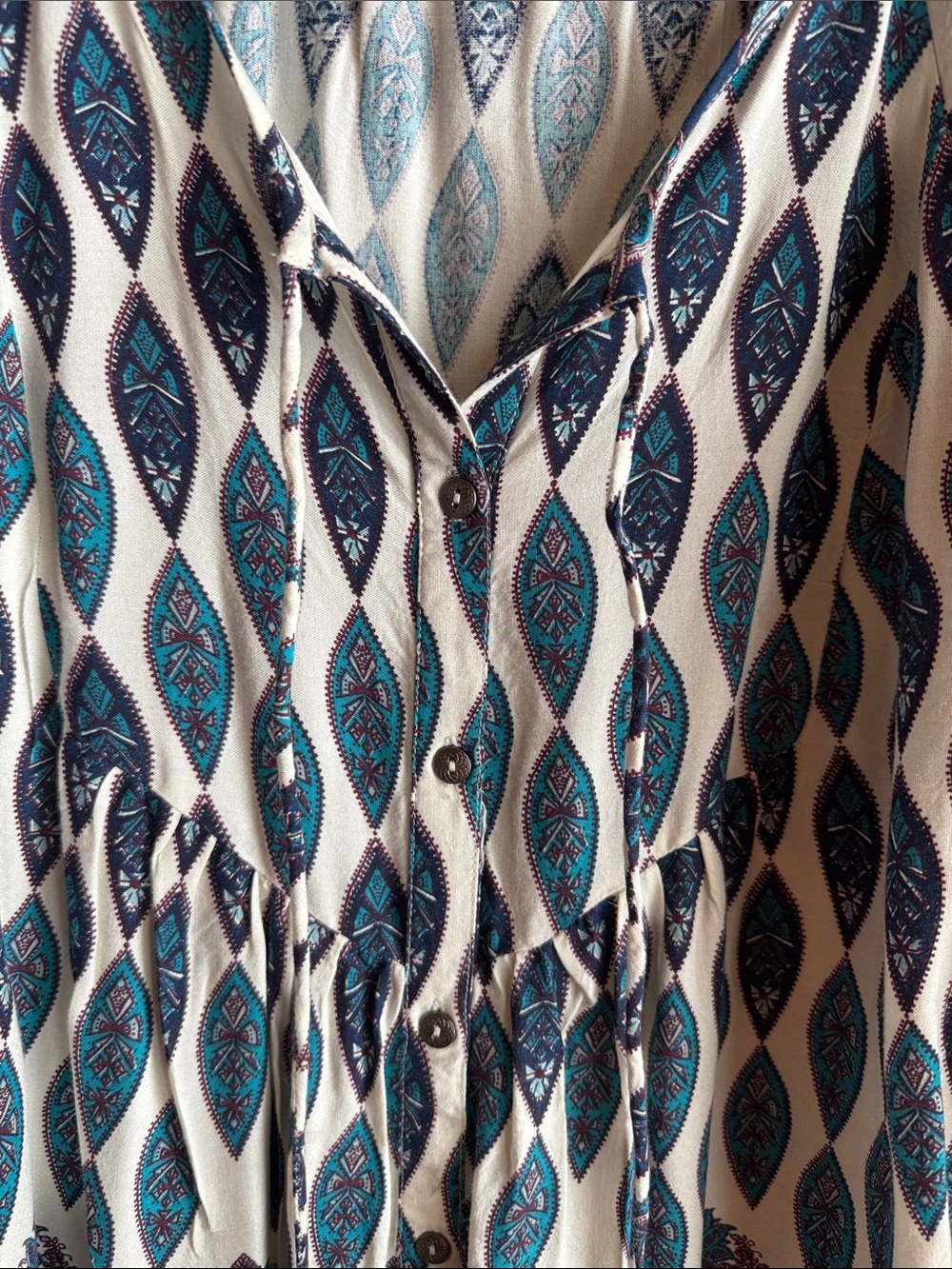 ROXY Blue and White Paisley Boho AWESOME Dress - Picture 3 of 7